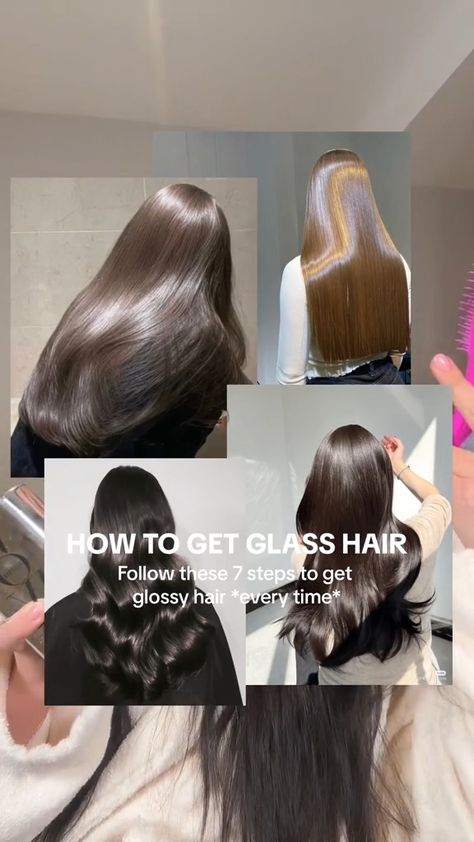 credit: @tinaprokas Shiny Hair Care Routine, Healthy Hair Before And After, How To Get Thick Shiny Hair, Shiny Hair Recipe, Hair Care For Winter, Beautiful Shiny Hair, Hair Routine For Fine Hair, Shiny Hair Hacks, Hair Products To Thicken Hair