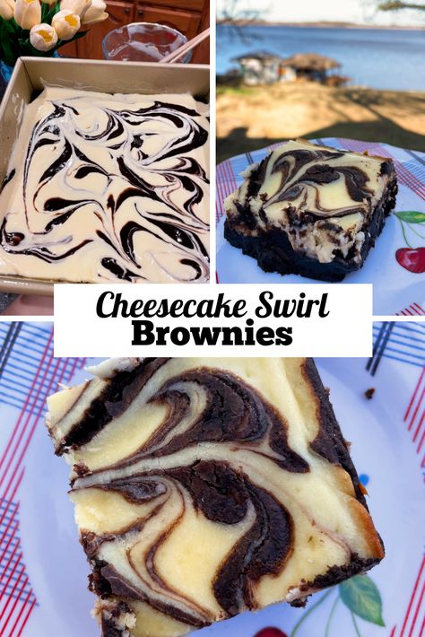 Cheesecake Swirl Brownies Cheesecake Brownie Bars, Chocolate Swirl Cheesecake, Chocolate Cheesecake Brownies, Brownie Mix Recipes, Cheesecake Swirl Brownies, Fast Easy Desserts, Fast Desserts, Bakers Chocolate, Swirl Brownies