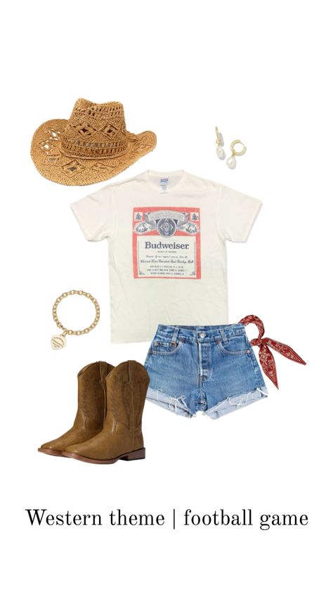 Western football game theme Western Football Theme Outfit, Fb Games, Senior Overalls, Football Game Outfit, Football Themes, Pep Rally, Game Themes, Western Theme, Trendy Summer Outfits