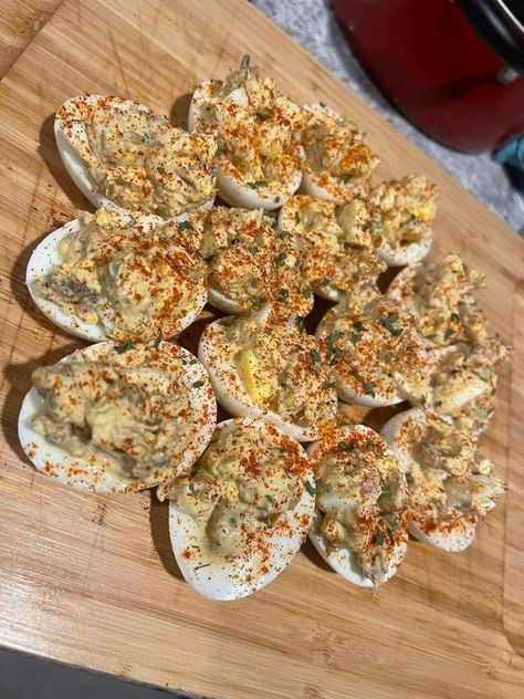 Black People Food & Recipes | Hear me out…. Tuna deviled eggs | Facebook Deviled Eggs Black People, Thanksgiving Recipes Black People, Tuna Deviled Eggs, Black People Food Recipes, Black People Food, Deviled Eggs Recipe Best, Angel Eggs, Thanksgiving List, Devilled Eggs Recipe Best