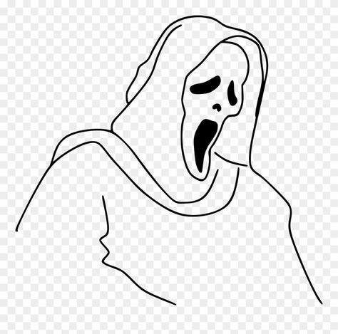 Ghost Face Drawing Easy, Movie Canvas Painting, Face Coloring Pages, Simple Face Drawing, Face Coloring, Tree Drawings Pencil, Ghost Drawing, Ghost Png, Simple Line Drawings