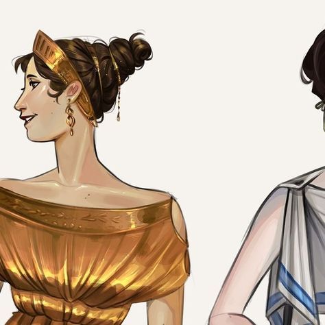 roleder.art on Instagram: ",,Maturing”  Ancient Greece fashion illustration 🏛️🌿  ✨✨ And please don’t repost without credit 👉👈 I will find you #digitalart #illustration #ancientgreece #mithology" Ancient Greece Character Design, Ancient Greece Outfit, Crete Fashion, Greek Fashion Modern, Ancient Roman Fashion, Minoan Fashion, Greek Outfit Ideas, Ancient Rome Fashion, Ancient Greek Fashion