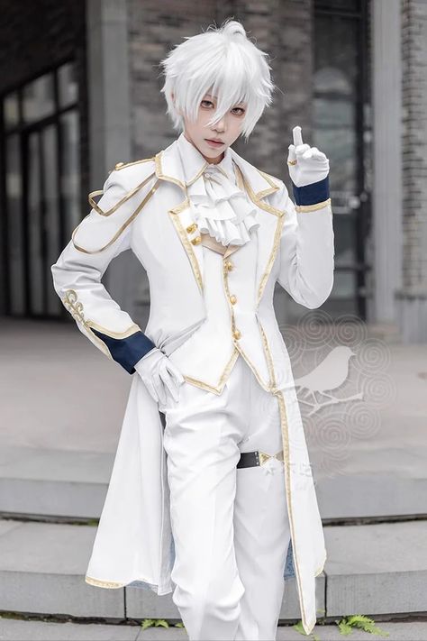 Process Time: Could be shipped out in 3-7 days. Color: White Sleeve Length: Long Sleeves Style: Prince, Handsome Include: Coat*1 + Shirt*1 + Pants*1 + Vest*1 + White Steampunk Outfit, Ice Prince Outfit, Fae Prince Outfit, White Ouji Fashion, Fantasy Prince Outfit Design, Prince Clothes Royal, Angelic Outfits Male, White Suits Men, Magical Boy Outfit