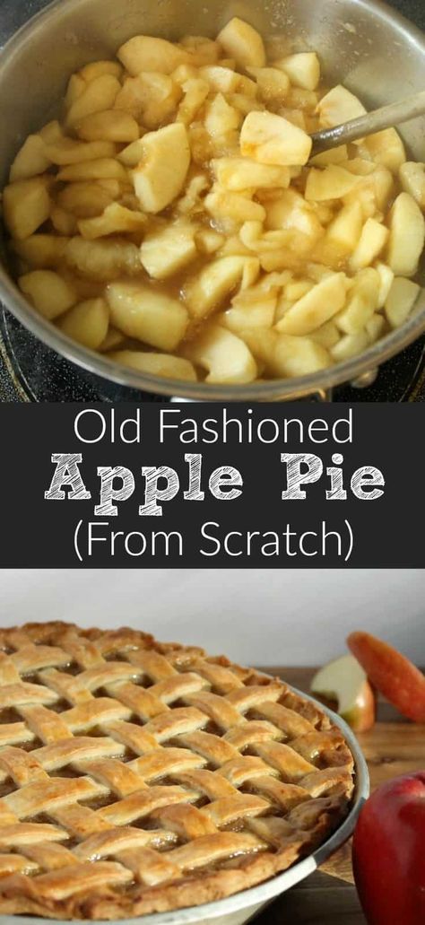 Who doesn't love a good apple pie!? With a beautiful lattice top, this old fashioned, homemade apple pie recipe is great for beginners. A complete step by step guide to making the crust, filling, and lattice! #applepie ##pie #fromscratch #baking Homemade Apple Pie Recipe, Old Fashioned Apple Pie, Apple Pie From Scratch, Apple Pie Recipe Homemade, Apple Pie Recipe Easy, Homemade Apple Pie Filling, Homemade Apple Pie, Best Apple Pie, Easy Pie Recipes