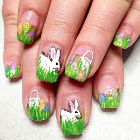 Easter Nails Easy, Easter Nail Art Designs, Robin Moses, Easter Nail, Colorful Eggs, Bunny Nails, Easter Nail Designs, Butterfly Nails, Easter Nail Art