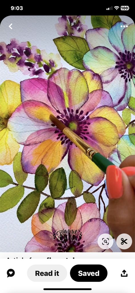 Color Doodles, Loose Watercolor Flowers, Art Of Painting, Paintings Tutorials, Summer Florals, Watercolor Flowers Tutorial, Watercolor Tutorials, Watercolor Paintings For Beginners, Abstract Flower Art