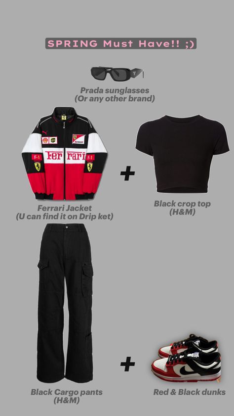 You can buy the Ferrari jacket on Dripket, Nike Dunk Lows are available on Staduim Goods!!!

#inspo #outfit #musthave Ferrari Jacket Outfit, Ferrari Jacket, Dressing Sense, Stylish Hoodies, Winter Fit, Outfit Inspo Casual, Casual Day Outfits, Cute Fall Outfits, Modest Fashion Outfits