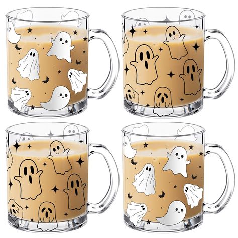 PRICES MAY VARY. Set of 4: the package includes 4 pcs glass coffee mugs printed with ghost patterns (2 styles), playful and charming, ideal for Halloween gifts, spooky gifts, goth gifts, gothic home decor, and you can also use the ghost cup in daily life 12 oz Spooky Coffee Mug: our Halloween ghost mug has a capacity of about 12oz/ 340ml, which can hold cold or hot drinks, such as iced coffee, tea, milk, fruit juice, soda, water, smoothie, beer, cocktail, wine, whiskey, and other beverages Clear Fall Mugs Cricut, Cute Halloween Gifts, Haloween Decor, Ghost Cup, Halloween Craft Kits, Milk Fruit, Spooky Coffee, Halloween Cricut, Boo Baskets