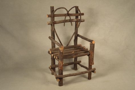 16 Rustic Hand Crafted Twig Doll Chair Toy, Wood, Wooden Chair Display, Kentucky Artists, Dollhouse Chair, Toy Wood, Old Hickory, Hickory Chair, Country Kitchen Decor, Bent Wood, Art Chair