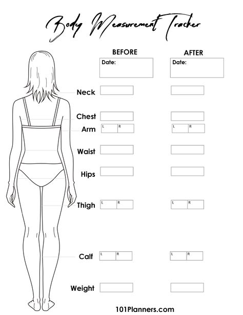 FREE Body Measurement Chart | Printable or Online Body Mesurment Chart Women, Body Measurement Chart Printable Free, Body Measurements Chart Printable, Measurement Tracker, Body Measurement Tracker, Soft Board, Measurement Worksheets, 75 Soft, Body Outline