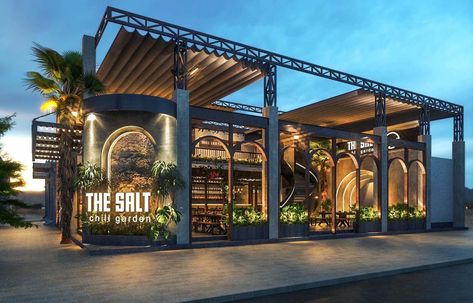 The Salt Chill Garden, Coffeshop Design Exterior, Cafeteria Design Exterior, Pub Exterior Design, Beer Restaurant Design, Restaurant Exterior Design Ideas, Restaurant Facade Design Architecture, Bar Exterior Design, Restaurant Entrance Design