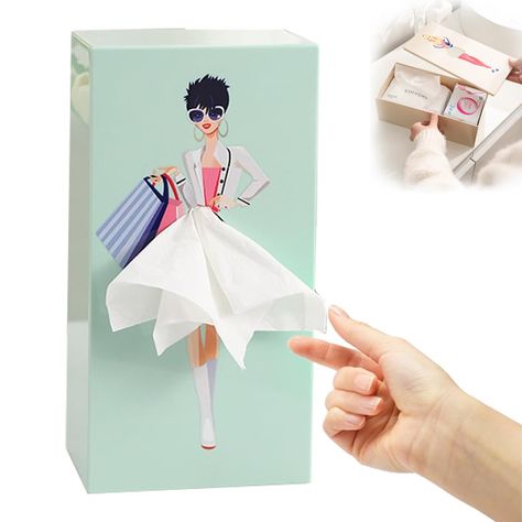 PRICES MAY VARY. Funny Lady Skirt Tissue Box Holder:Our creative tissue box cover features a unique design where the front is fashioned into the image of a vintage and elegant lady. The distinct tissue dispensing slot is ingeniously crafted to allow the tissues to seamlessly act as the lady's skirt. Each time you pull out a tissue, the skirt changes, bringing a delightful and anticipatory experience with every pull. Truly, this is a magical design. Large Capacity Fashion Storage:This tissue box Creative Tissue Box Design, Diy Tissue Box Covers, Tissue Box Hacks, Tissue Box Diy, Tissue Box Design, Tissue Box Crafts, Study Craft, Funny Lady, Magical Design