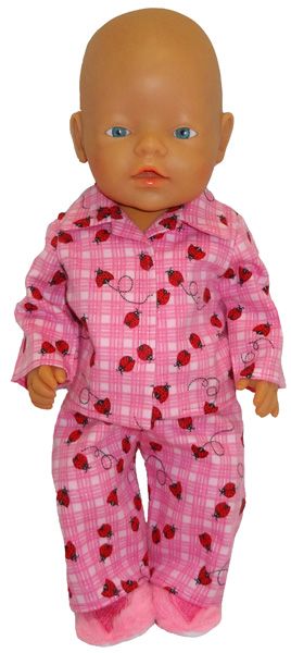 Baby Born Clothes, Baby Doll Clothes Patterns, Pink Ladybug, Pajama Pattern, American Girl Doll Clothes Patterns, Trendy Baby Shower Ideas, Dolls Clothes Diy, Sewing Doll Clothes, Baby Doll Clothes