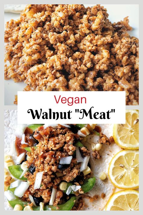 Vegan Walnut Meat, Raw Vegan Recipes Easy, Walnut Meat, Vegan Meat Recipe, Vegan Ground Beef, Vegan Tacos, Spicy Beef, Raw Diet, Raw Food Diet