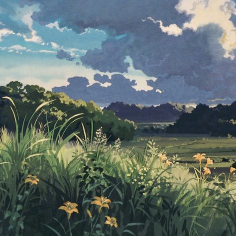 Gauche Painting, Studio Ghibli Background, Ghibli Artwork, Dry Pastel, Studio Ghibli Art, Ghibli Art, Ghibli Movies, Landscape Scenery, Ethereal Art