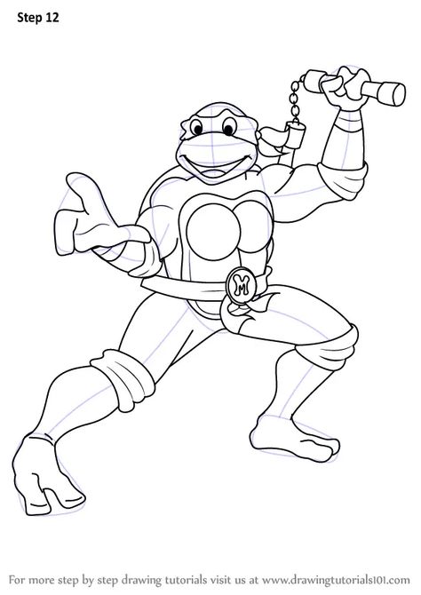 How to Draw Michelangelo from Teenage Mutant Ninja Turtles (Teenage Mutant Ninja Turtles) Step by Step Draw Turtle, Ninja Turtles Coloring Pages, Tmnt Drawings, Michelangelo Ninja Turtle, Ninja Turtle Drawing, Ninja Turtle Coloring Pages, Minion Coloring Pages, Turtle Coloring Pages, Teenage Ninja Turtles