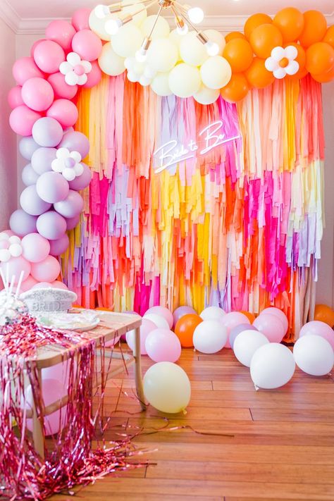 Colorful and Groovy Fringe and Garland for Dazed & Engaged Bachelorette Party Theme Dazed And Engaged Bachelorette, Bachelorette Bags, Streamer Wall, Fringe Decor, Coachella Party, Streamer Backdrop, Hippie Party, Dress Pictures, Bachelorette Party Planning