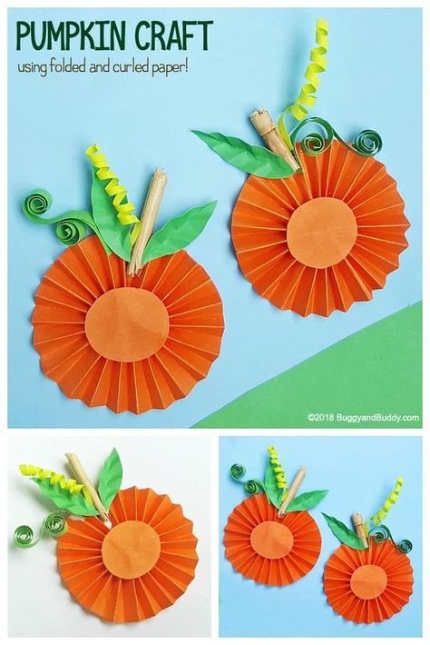 Folded Paper Pumpkin Craft for Kids: This simple fall or Halloween craft is great fine motor practice and is also a perfect introduction to beginner quilling. Use the finished pumpkins to create a pumpkin patch decoration, a pumpkin garland or even to decorate a greeting card! #pumpkincraft #papercraft #kidscrafts #fallcraftforkids #fallcrafts #pumpkinpatch #quilling Beginner Quilling, Pumpkin Patch Decoration, Pumpkin Craft For Kids, Paper Pumpkin Craft, Fine Motor Practice, Orange Craft, Pumpkin Craft, Paper Pumpkins, Pumpkin Activities