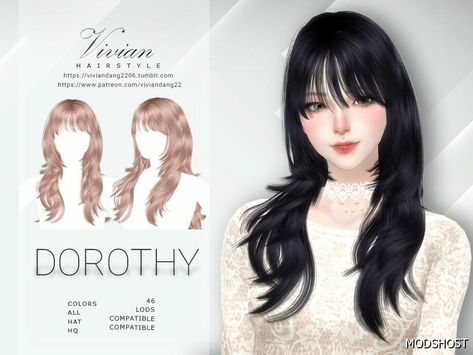 Download Dorothy Hairstyle for Sims 4 at ModsHost NOW! All new meshes All LOD 45 colors Hat compatible #mods #female #sims4cc #sims #gaming #hair #videogames Sims Female Hair Cc, Dorothy Hairstyle, Sims 4 Hair Cc Ponytail, Sims Cute Cc, Sims Hair Alpha, Female Sims 4 Cc Hair, Hair Sims 4 Cc Alpha, Sims Female Hair, Sims 4 Mod Hair