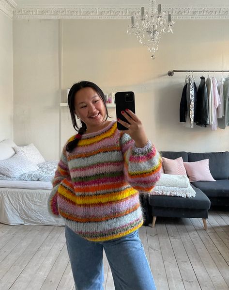 Colorful knitted sweater Scandi Colourful, Knitted Sweater, Jumper, Knitting, Color