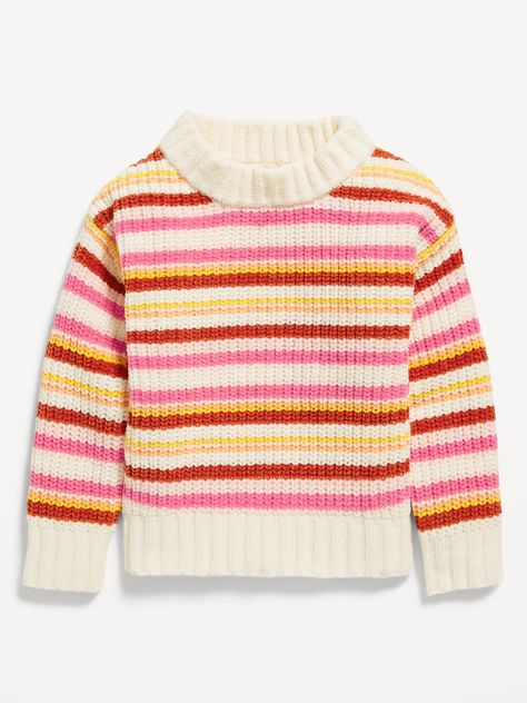 Crew-Neck Pointelle-Knit Sweater for Toddler Girls | Old Navy Old Navy Toddler Girl, Fall Kids, Knitting Girls, Kids Sweater, Outerwear Sweater, Toddler Girl Outfits, Girls Sweaters, Toddler Gifts, Pink Stripes