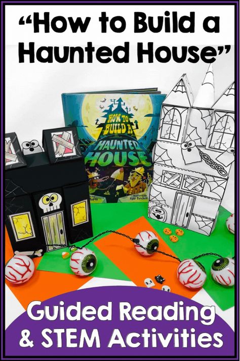 Build a haunted house with an engaging STEM challenge, create unique haunted house writing with art, learn about 3D shapes, or teach a fun, fall themed guided reading unit featuring multiple comprehension skills extensions and worksheets. This book companion and STEAM unit for How to Build a Haunted House by Frank Tupta is packed full of enriching Halloween activities for your students. This unit is perfect for fall in the classroom or an exciting Halloween themed hands-on learning experience. Haunted House Stem, Haunted House Writing, Novel Engineering, Build A Haunted House, Haunted House For Kids, Halloween Stem Activities, Friendship Crafts, Stem Lesson Plans, Library Lesson Plans