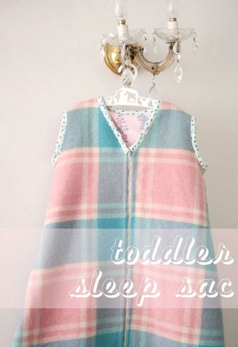 How To: Making a Toddler Sleep Sac without a Pattern | My Poppet Makes Toddler Sleep Sack, Denim Rag Rugs, Toddler Sleeping Bag, Vintage Blankets, Blanket Tutorial, Sew Baby, Baby Clothes Patterns Sewing, Diy Bebe