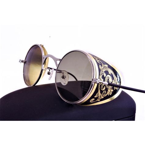 Sunglasses With Side Shields, Steam Punk Glasses, Fantasy Sunglasses, Victorian Sunglasses, Victorian Glasses, Wide Sunglasses, Old Sunglasses, Steampunk Glasses, Aviator Goggles