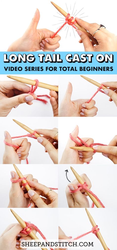 Learn How to CAST ON Knitting in this Beginner Knitting Series. Learn from video tutorial and a photo guide. Start casting on in no time! #sheepandstitch #knitting #knit #caston Cast On Knitting, Beginner Knitting, Easy Knitting Projects, Knitting Basics, Beginner Knitting Projects, Minecraft Pixel Art, Yarn Tail, How To Start Knitting, Knit Stitch Patterns