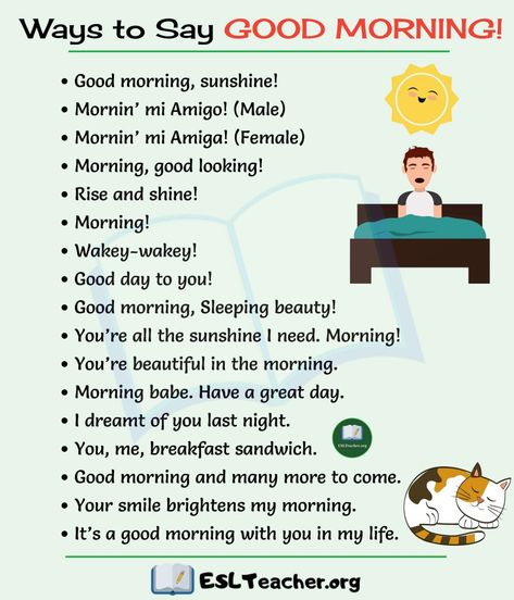 Good Morning In Sign Language, Good Morning In English, Ways To Say Good Morning, Good Morning Spiritual, Saying Good Morning, Say Good Morning, Ways To Say Hello, Good Day To You, Other Ways To Say