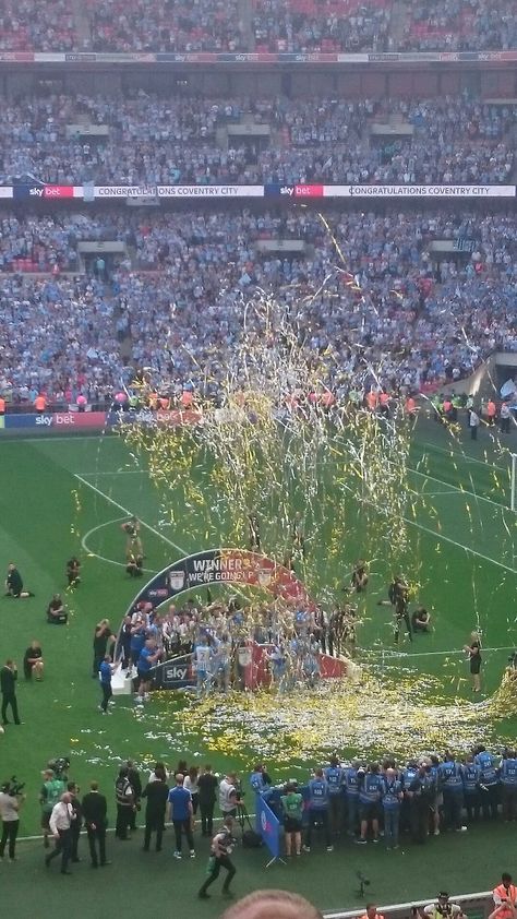 Cov City get promoted at Wembley 2018 Coventry City Fc, Birmingham City Fc, Coventry City, Football Images, Birmingham City, City Pictures, City Aesthetic, Coventry, Birmingham