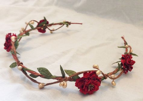 Red rose tiara, golden red floral hairpiece, boho woodland headband, bridal wreath, rose hair crown, Rose Tiara Flower, Rose Hairpiece, Woodland Headband, Flower Crown Green, Red Rose Headband, Golden Headband, Red Hair Pieces, Crimson Flower, Rose Tiara