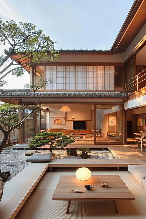 Japanese Minka House, Japanese Exterior Design Modern, Minimalism House Design, Japanese Architecture Design, Exterior Japanese House, Modern Japandi House Exterior, Japanese Aesthetic House, Modern Houses Inside, Japanese Modern House Minimalism