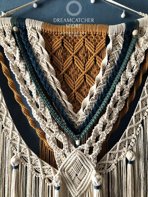 Macrame With Two Colors, Macrame Painting, Aztec Macrame, Two Tone Macrame, Giant Macrame, Extra Large Macrame Wall Hanging, Colorful Macrame, Macrame Swing, Macrame Backdrop