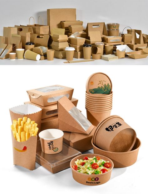 Craft Food Packaging, Fast Food Packaging Ideas, Food Container Packaging, Delivery Food Packaging, Cafe Food Packaging, Food Packing Ideas For Business, Food Packing Ideas, Food Truck Packaging, Food Packing Design