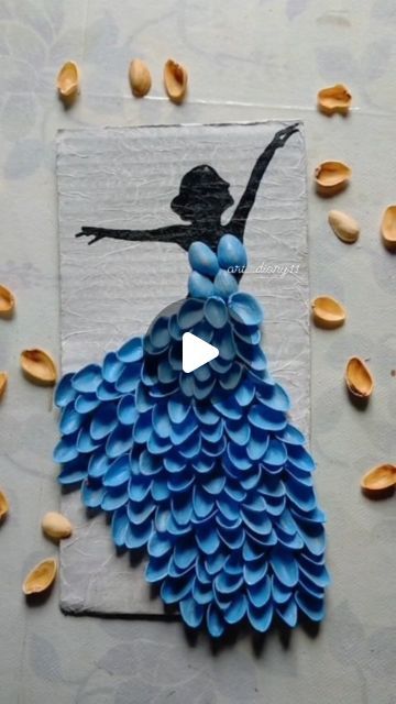 Cardboard Drawing Ideas, Pista Craft Ideas, Pistachio Art Ideas, Pista Craft, Pista Shell Art, Pistachio Art, Pista Shell Crafts, Painting Flowers Tutorial, Dancing Dolls