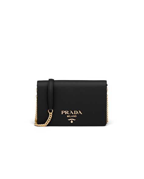 This Saffiano leather mini-bag with shoulder strap has a refined minimalist design. The accessory is decorated with the metal logo. Prada Saffiano Leather Mini Bag, Prada Black Bag, Saffiano Leather Mini Bag, Visionary Board, Prada Bag Black, Prada Clothes, Prada Bag Saffiano, Prada Mini, Metal Lettering