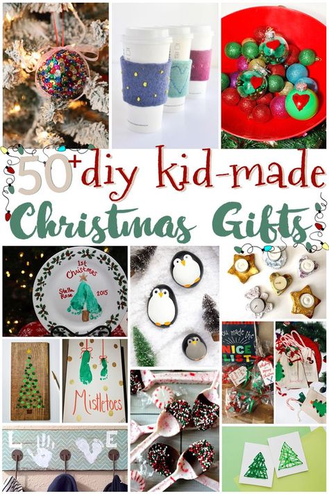 Looking for an easy idea to make for last minute gifts? Check out this list of over 50 kid made gift ideas! Christmas Gift Ideas From Preschoolers, Kids Craft Gifts For Christmas, Diy Preschool Christmas Gifts, Last Minute Homemade Christmas Gifts, Christmas Gift Made By Kids, Kid Handmade Christmas Gifts, Homemade Christmas Gifts For Kids To Do, Child Made Christmas Gifts For Parents, Kid Made Gifts For Grandparents