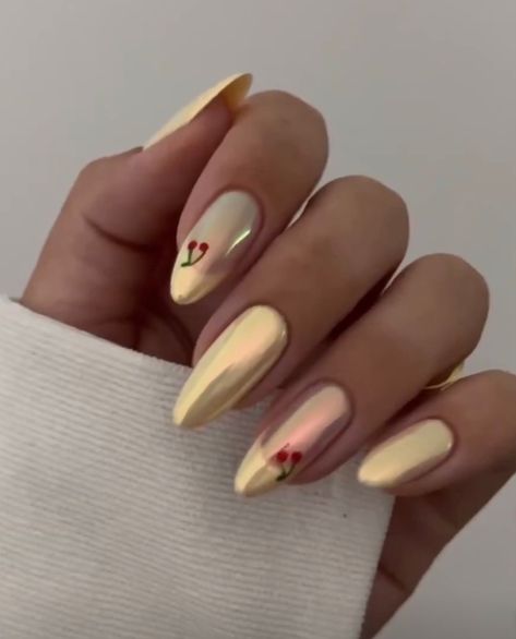 Yellow Chrome Nails, Yellow Chrome, Nails Yellow, Birthday Nails, Chrome Nails, Nails Ideas, Nail Inspo, Nail Art, Nails