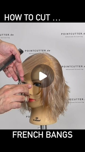 13K likes, 82 comments - verve_studio_hamburg on August 8, 2022: "How to cut FRENCH BANGS   #pointcutter  #behindthechair  #haircutting  #haireducation  #hairskills  #coiffeur  #friseure". French Bangs Haircut, How To Cut Bangs At Home Step By Step, French Bangs Tutorial, How To Cut French Bangs, How To Cut Fringe Bangs, Wispy French Bangs, French Bangs Medium Hair, How To Cut Wispy Bangs, French Bangs Long Hair