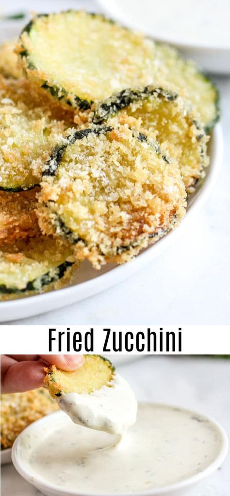 This recipe for Crispy Fried Zucchini is deep fried in a skillet for crisp zucchini chips made with panko bread crumbs, batter, and served with a lemon aioli dipping sauce. It's an easy and delicious zucchini recipe that makes a great appetizer. #zucchini #fried #panko #appetizer #homemadeinterest Crisp Zucchini, Crispy Fried Zucchini, Zucchini Fried, Fried Zucchini Recipes, Keto Entrees, Zucchini Appetizer, Crispy Zucchini, Fry Food, Zucchini Bites