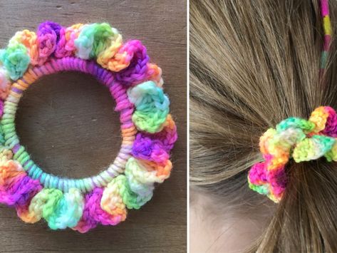 Diy Crochet Hair Accessories, Chenda Diy, Crochet Hairband, Crochet Scrunchies, Crochet Hair Clips, Crochet Headband Pattern, Crochet Motif Patterns, Crochet Boots, Crochet Hair Accessories