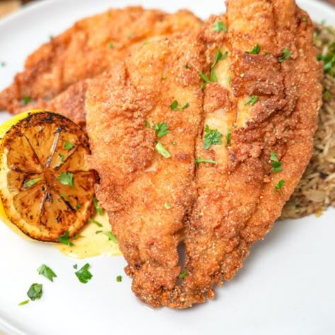 Southern Mustard Fried Flounder - One Stop Chop Pan Fried Flounder, Fish Casseroles, Daven Gates, Crab And Shrimp Recipe, Flounder Fish Recipes, Fried Flounder, Flounder Fish, Spanish Recipe, Flounder Recipes