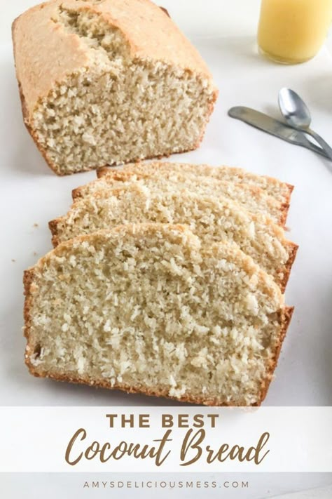 Jamaican Coconut Bread, Sweet Coconut Bread Recipe, Caribbean Desserts, Coconut Quick Bread, Coconut Bread Recipe, Cottage Bakery, Bd Ideas, Hummingbird Cake Recipes, Lime Curd