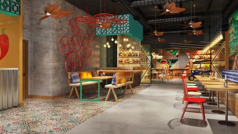 Mango Tree brings sizzling Thai street food to India - Inside Recent Chili Restaurant, Chilies Restaurant, Mango Chili, Vegetarian Spring Rolls, Thai Cafe, Street Food Design, Chili Mango, Spicy Salad, Tamarind Sauce