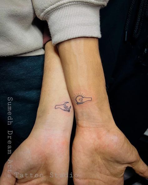 Discreet Tattoos For Couples, Minimalist Cousin Tattoo, Minimal Matching Tattoos Couple Tat, Wrist Tattoos For Best Friends, Bff Tattoos Unique For Two Matching, Meaningful Couple Tattoos Unique, Matching Cousin Tattoos Meaningful, Cousins Tattoo Matching, Matching Meaningful Tattoos