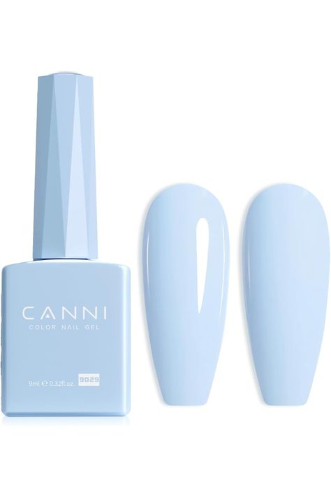 CANNI Light Blue Gel Nail Polish, 1Pcs Baby Blue Gel Polish Pastel Blue Color Nail Polish Gel High Gloss Soak Off U V Gel Nail French Nail Manicure Salon DIY Blue Gel Polish, Light Blue Nail Polish, Nails Inspiration Classy, Nail French, Gel Nails French, Blue Gel Nails, Pastel Blue Color, Light Blue Nails, Blue Gel