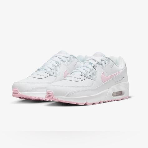 New In Open Box Nike Air Max 90 Ltr Size 7 Grade School/ Big Kids = 8.5 In Woman Color White And Pink Pink Nike Shoes Women, Nike Air Max 90 Women Outfit, Nike Air Max 90 Pink, Jordan Tennis Shoes, Preppy Sneakers, Nike Air Max 90 White, Nike Air Max 90 Women, Nike Air Max 90 Ltr, Nike Air Max Pink