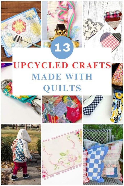 upcycled quilt crafts Vintage Quilt Pillows Ideas, Crafts With Old Quilt Pieces, Recycle Quilts Ideas, What To Do With Quilt Squares, Old Quilt Crafts Projects, Vintage Quilt Scrap Projects, Repurposing Old Quilts Ideas, What To Make Out Of Old Quilts, Pillows From Old Quilts