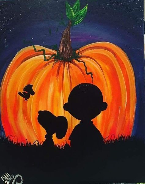 Snoopy Pumpkin Painting, Simple Halloween Paintings On Canvas, Seasonal Paintings, Pumpkin Canvas Painting, Snoopy Pumpkin, Disney Pumpkin Painting, Halloween Canvas Paintings, Halloween Yard Art, Great Pumpkin Charlie Brown